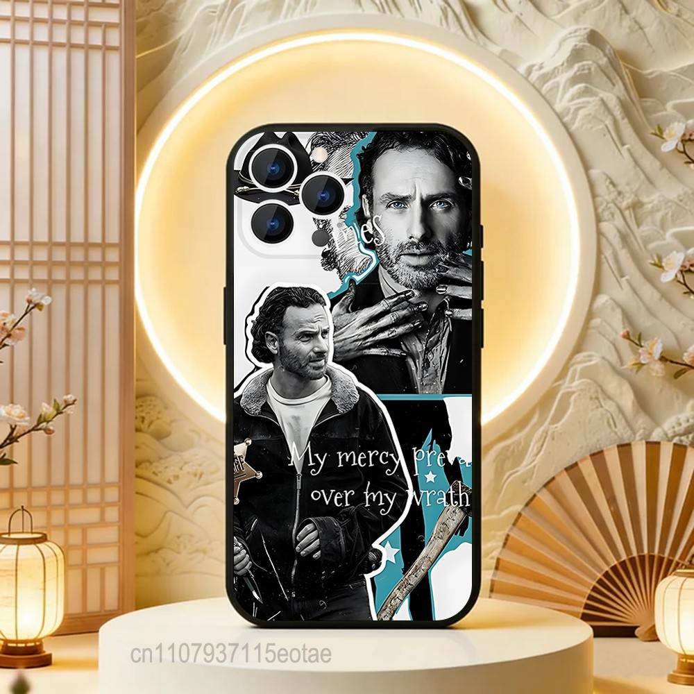TWD Walking Dead Character Phone Case Silicone Soft For IPhone 16,17,15,11,13,12,14,Mini,Pro,Max,Plus,Air,E Black