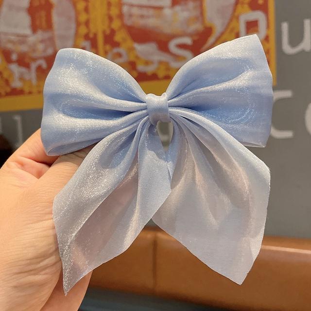 Women Mesh Sheer Hairpin Satin Bowknot Hair Clip Fashion Korean Solid Hairpin Ribbon Barrettes Duckbill Clip Hair Accessories