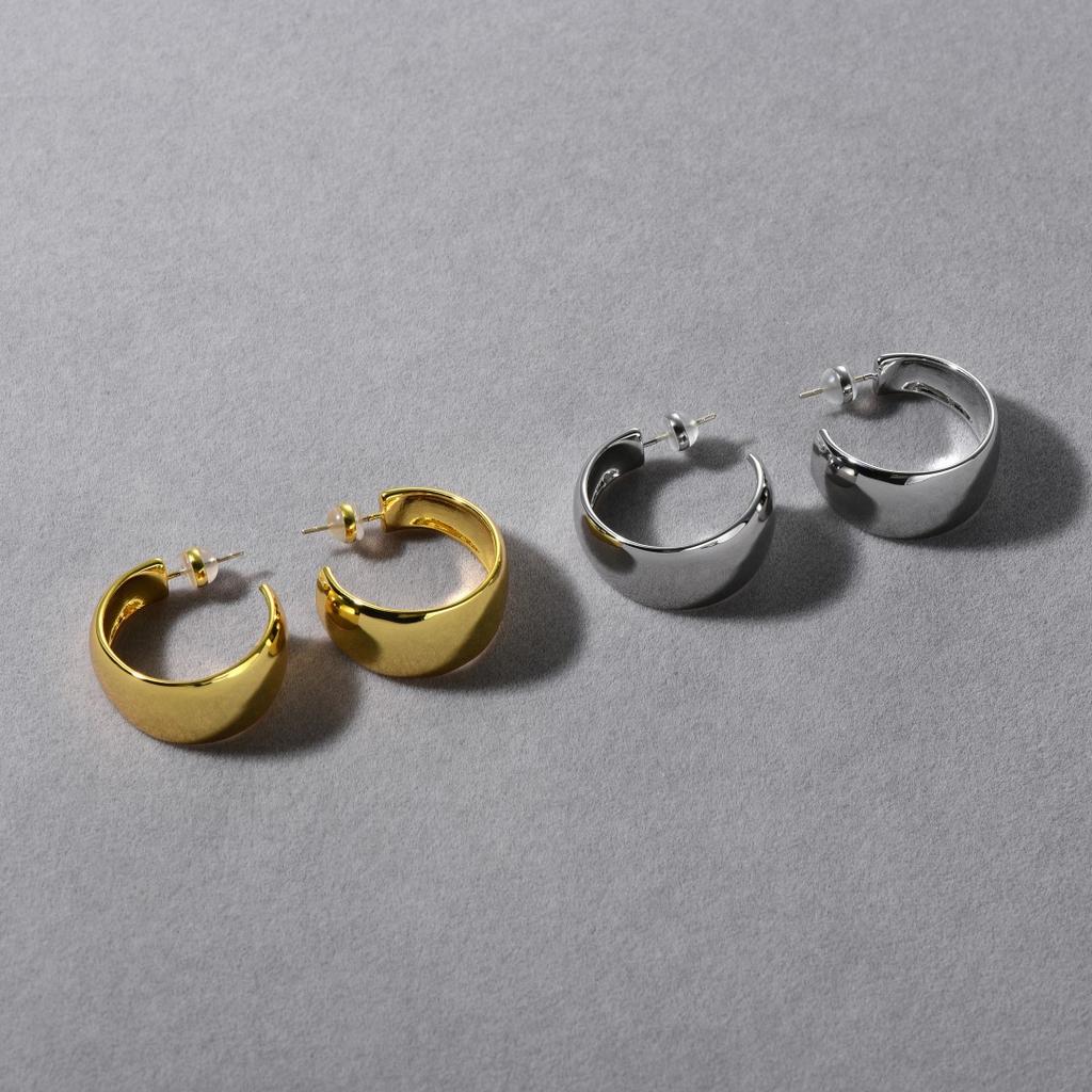 Premium Copper Plated 18K Real Gold Geometric Circle Earrings S925 Silver Needle Stud Earrings Niche Temperament Simple Earrings Women