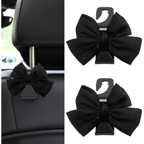 2PCS Purse Hook for Car, Car Seat Headrest Hooks, Cute Bow Car Rear Seat Storage Hooks for Purses and Bags, Universal Automotive Interior Decoration