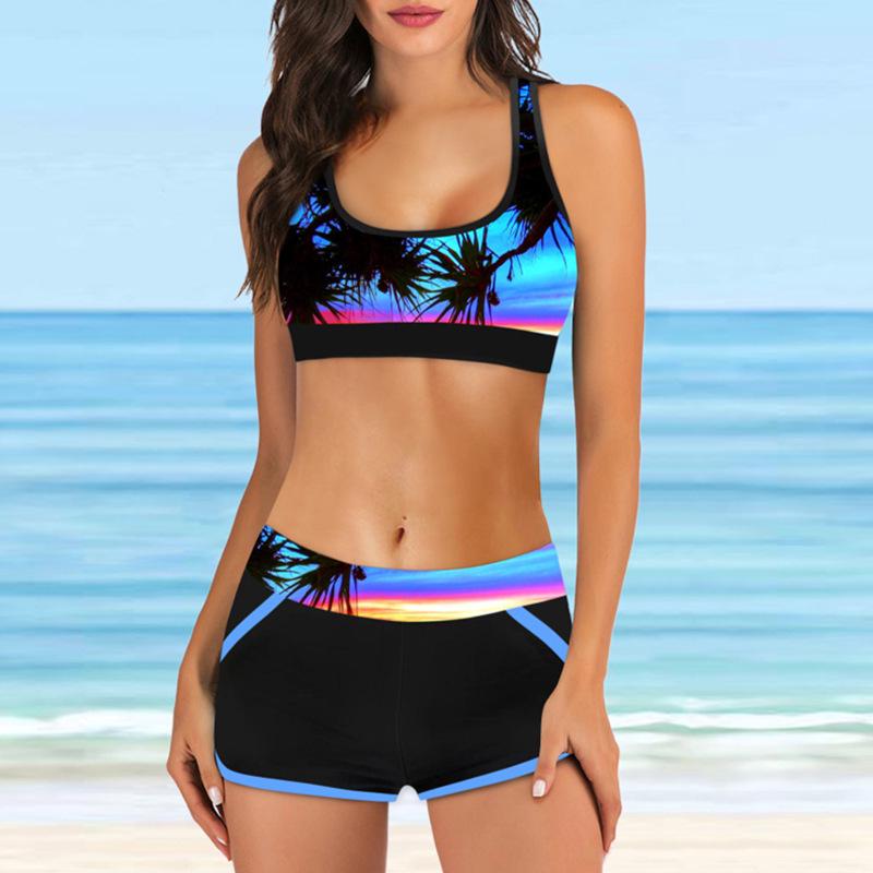 2025 Women's Split Swimsuit: Multi-Color European & American Beach Sports Swimwear