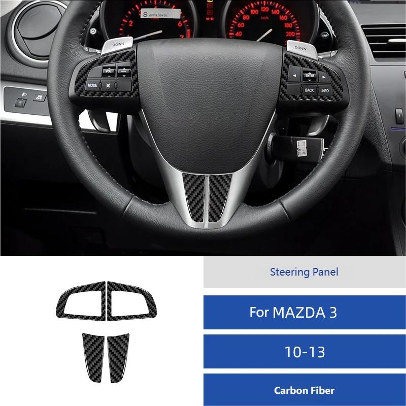 For Mazda3 Axela 2010-2013 Real Carbon Fiber Car Steering Wheel Trim Accessories Interior Sticker