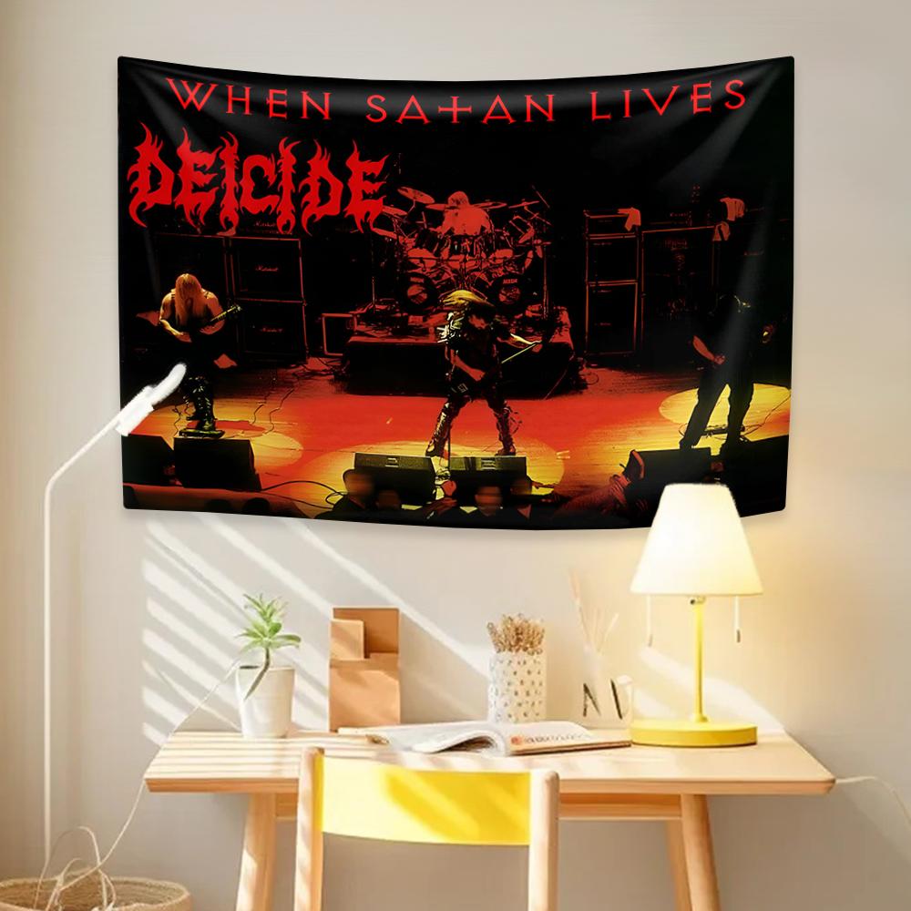 Rock Music Death Metal Band Tapestry Deicides Printed Bedroom Or Home Decor Aesthetics Wall Hanging Covering Cloth Dorm Backdrop