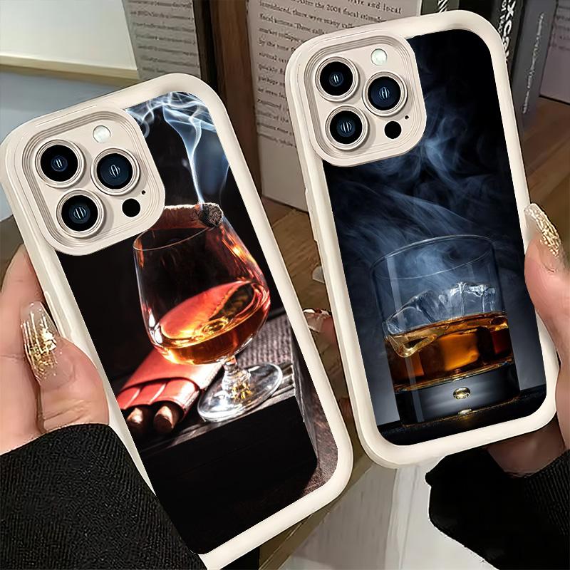 Phone Case for iPhone 17 Air 16E 15 16 Pro Max Cigar Whiskey Ice Drink Cover 14 Plus 13 12 Mini Soft Shell Silicone Fundas
