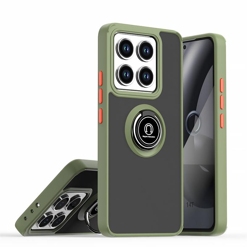 Shockproof Hard PC Translucent Funda For Xiaomi 14T 14TPro Case Car Magnetic Holder Armor Ring Back Cover for Xiaomi14T 14 T Pro