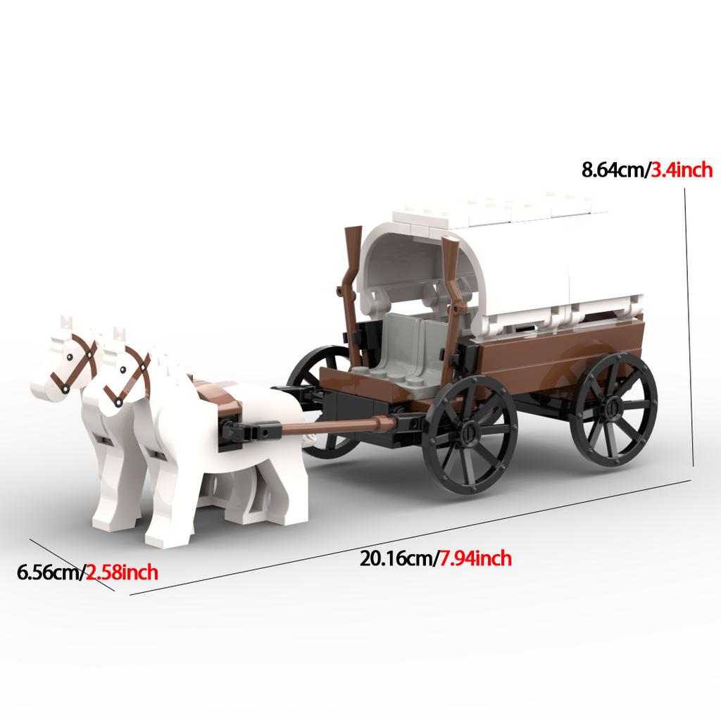 MOC Creative Medieval Western Carriage Model Farm Cattle Cart Transport Vehicle Building Blocks DIY Brick Toys Boy Birthday Gift