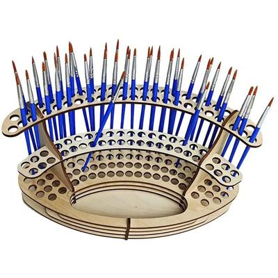 Desktop Painting Brush Holder Wooden Paint Brush Organizer Rack Holds 140 Brushes Stand Paintbrush Organizer for Artist