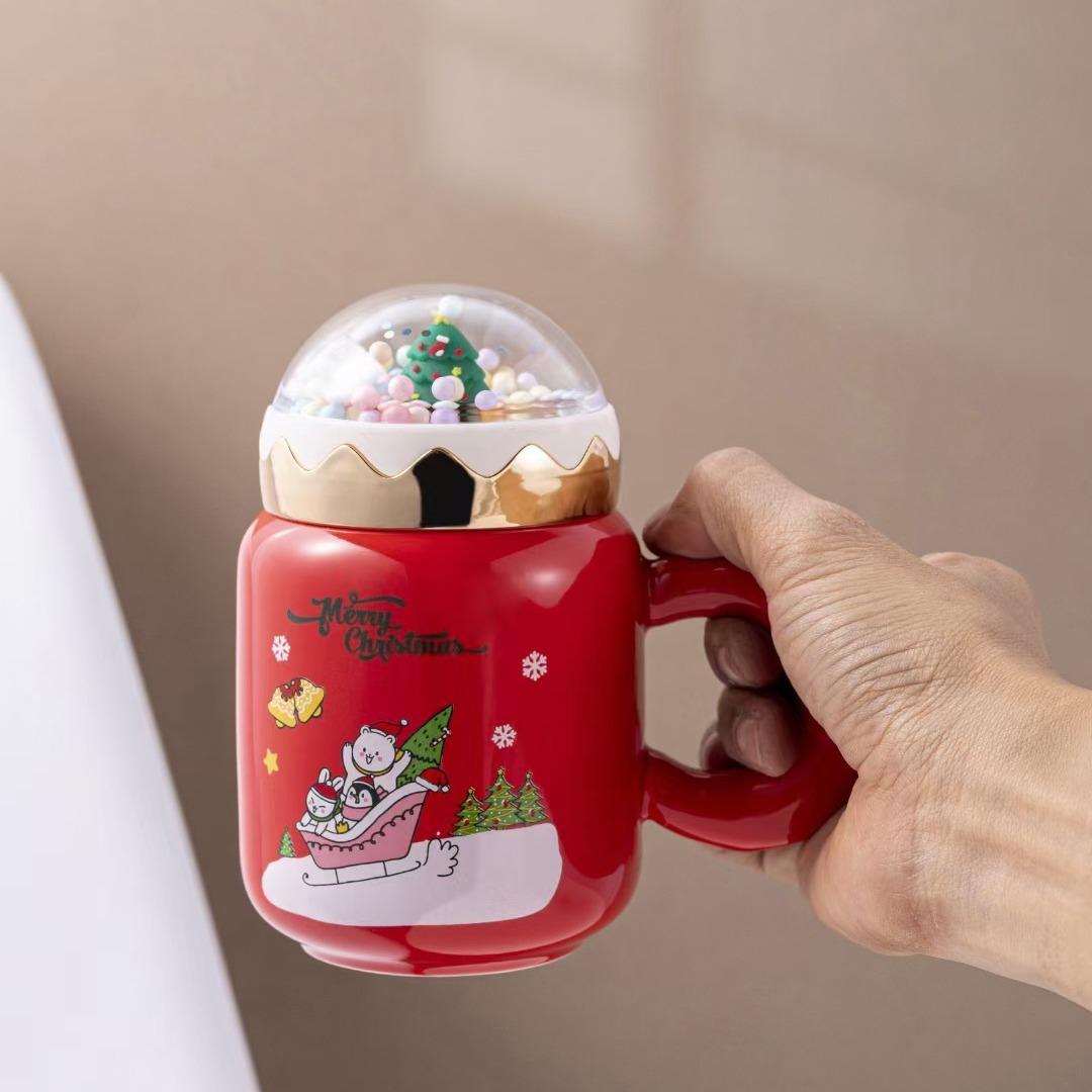 

Рождественский подарок Креативная рождественская чашка Рождественский пейзаж Керамическая чашка Кружка Милая мультяшная чашка для воды Рождественская елка 460ML