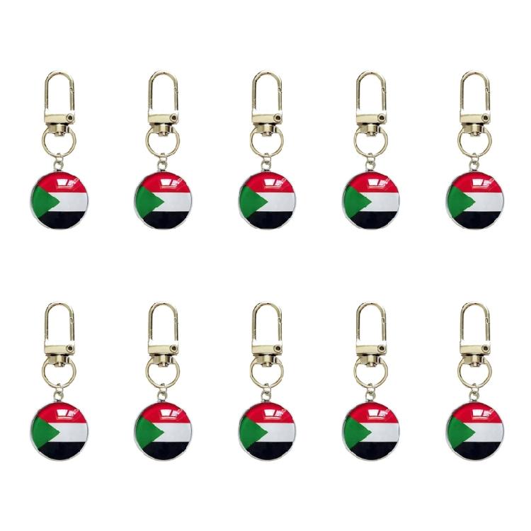 10PCS/Lot Trend Football Keychains Feature Bright Country Flags Rustproof Alloy And Glass Backpacks Decoration