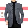 Veste d'automne épaisse doublée polaire en laine pour homme - Style décontracté d'affaires pour homme d'âge mûr avec col montant