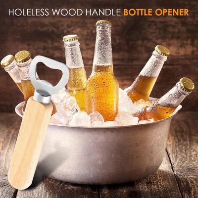 Stainless Steel Bottle Opener Wood Handle Kitchen Beer Lid Cover Opening Gadget