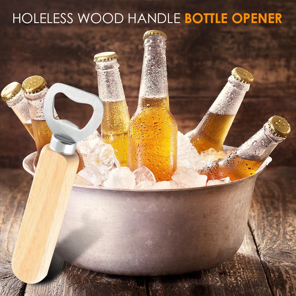 Stainless Steel Bottle Opener Wood Handle Kitchen Beer Lid Cover Opening Gadget China Mainland