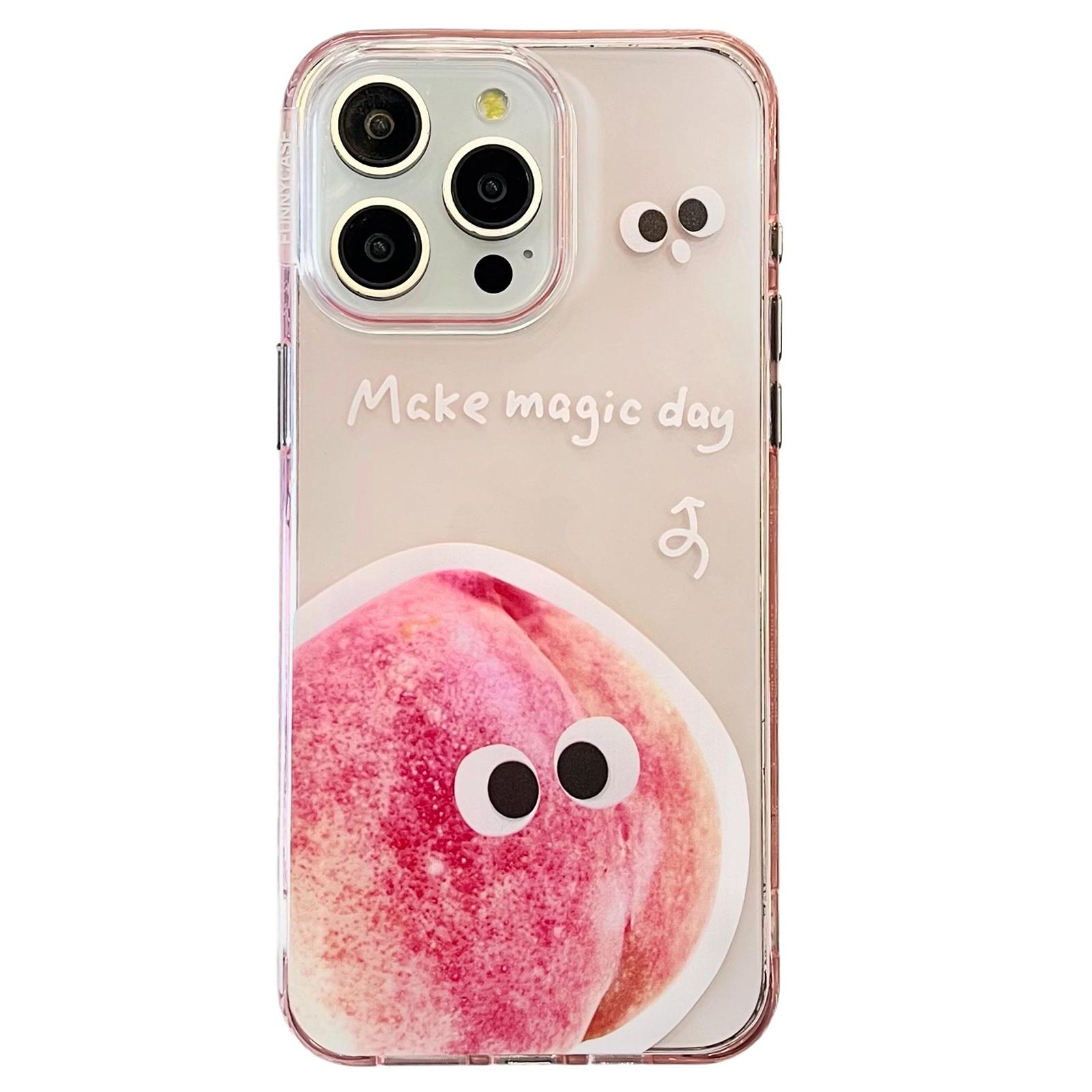 

For iPhone 14 Pro Max Case Hybrid Phone Cover Fruit Emotion Pattern Peach