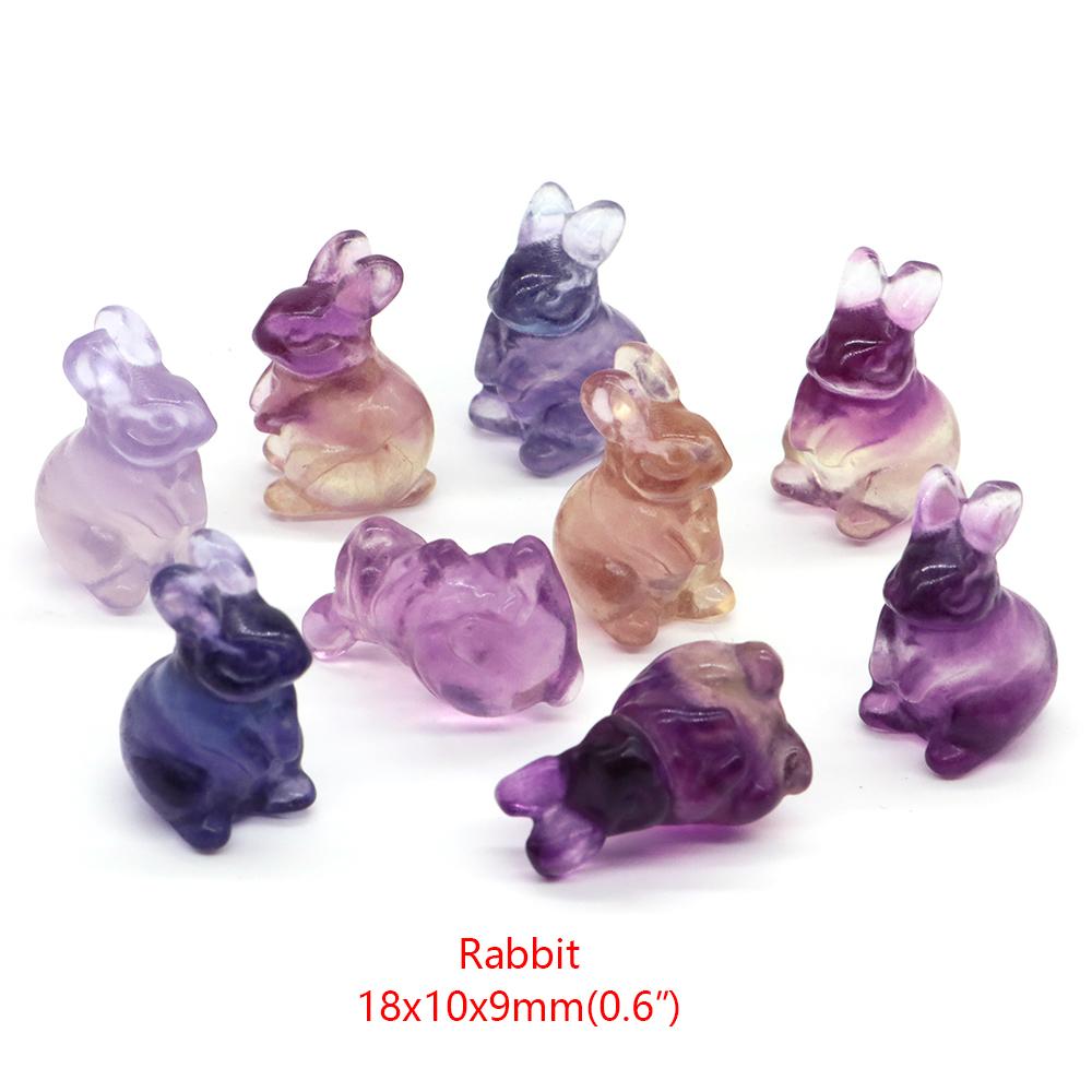 Natural Fluorite Crystals Mini Cartoon Animal Statue Reiki Healing Stones Carved Gemstone Crafts Home Decoration Ornament Gifts