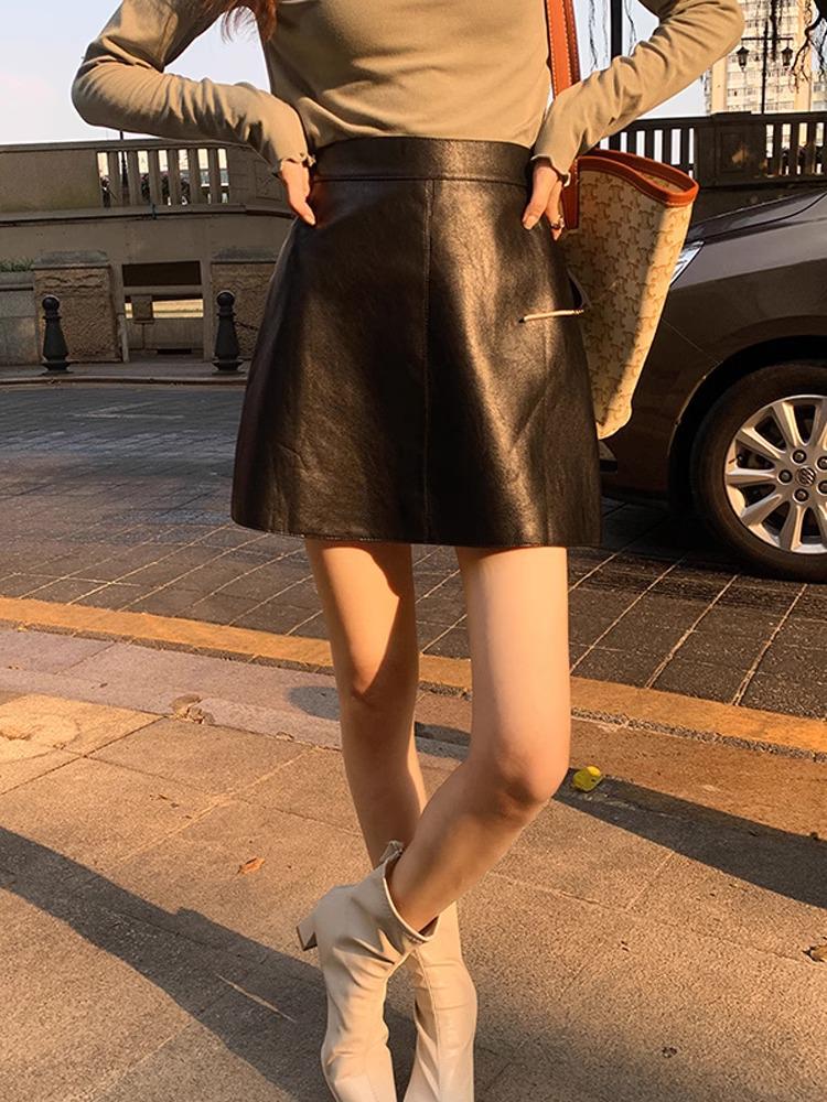 Women's High Waist Slim PU Leather Skirt - Popular Autumn/Winter 2023