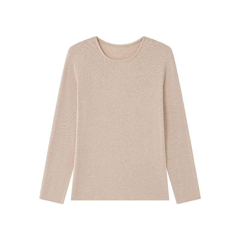 

Женская базовая футболка из кашемира тенсел на осень и зиму, свободный топ с круглым вырезом, однотонный, приятный к коже, вязаный свитер L