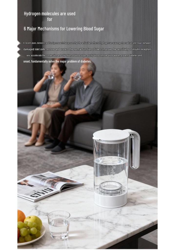 1.6L Large Capacity Hydrogen Water Bottle with SPE Electrolysis and One-Button Hydrogen Generation