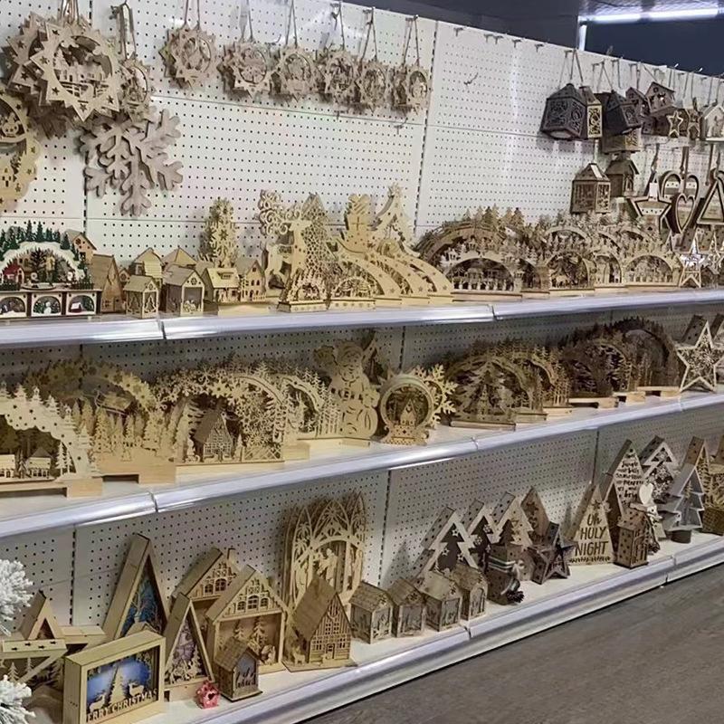 Cartoon Color Christmas Leaves Home Photo Wall Kindergarten Flower Shop Card Small Wooden Clip