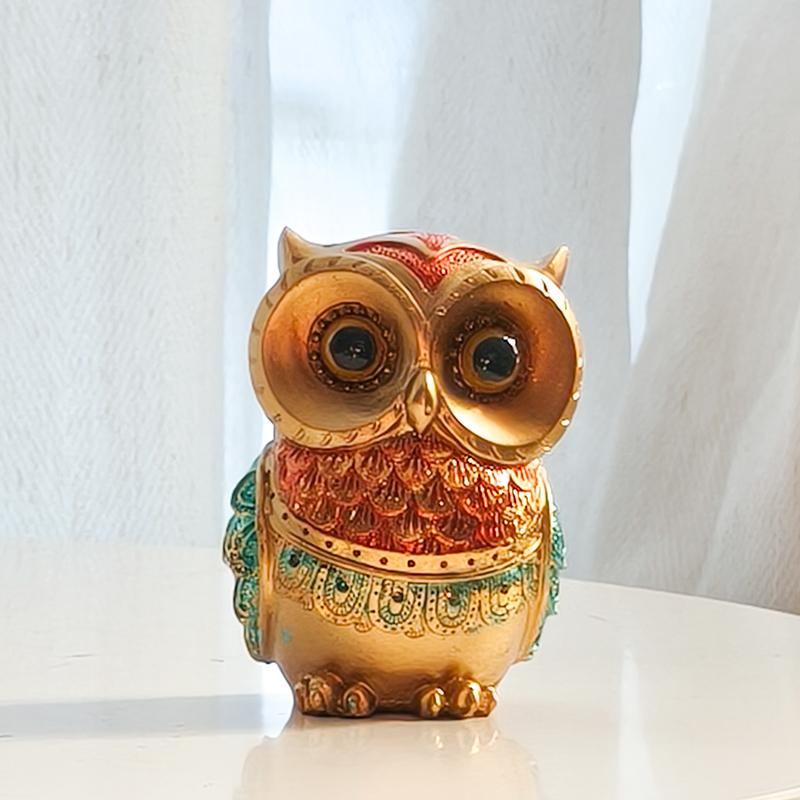 Luxury-style Owl Sculpture Resin Statue Craft Decorative Item for Home Bedroom Living Room Study Desk Luxury Decoration
