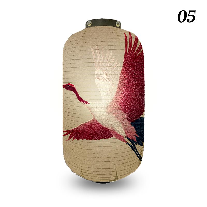 Japanese Style Lantern Ukiyo-e Style Flying-crane Printed Outdoor Bar Bistro Lantern Sushi Restaurant Hanging Lantern Decoration