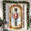 Christmas Nutcracker Door Cover Door Gingerbread Banner Xmas Outdoor Decoration for Front Door Porch Christmas Party Supplies