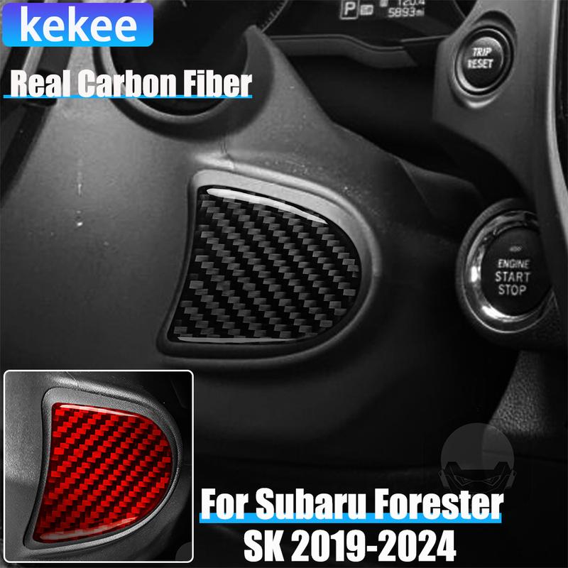 Real Carbon Fiber Car Accessories Engine Start Panel Cover Soft Sticker For Subaru Forester SK      2024