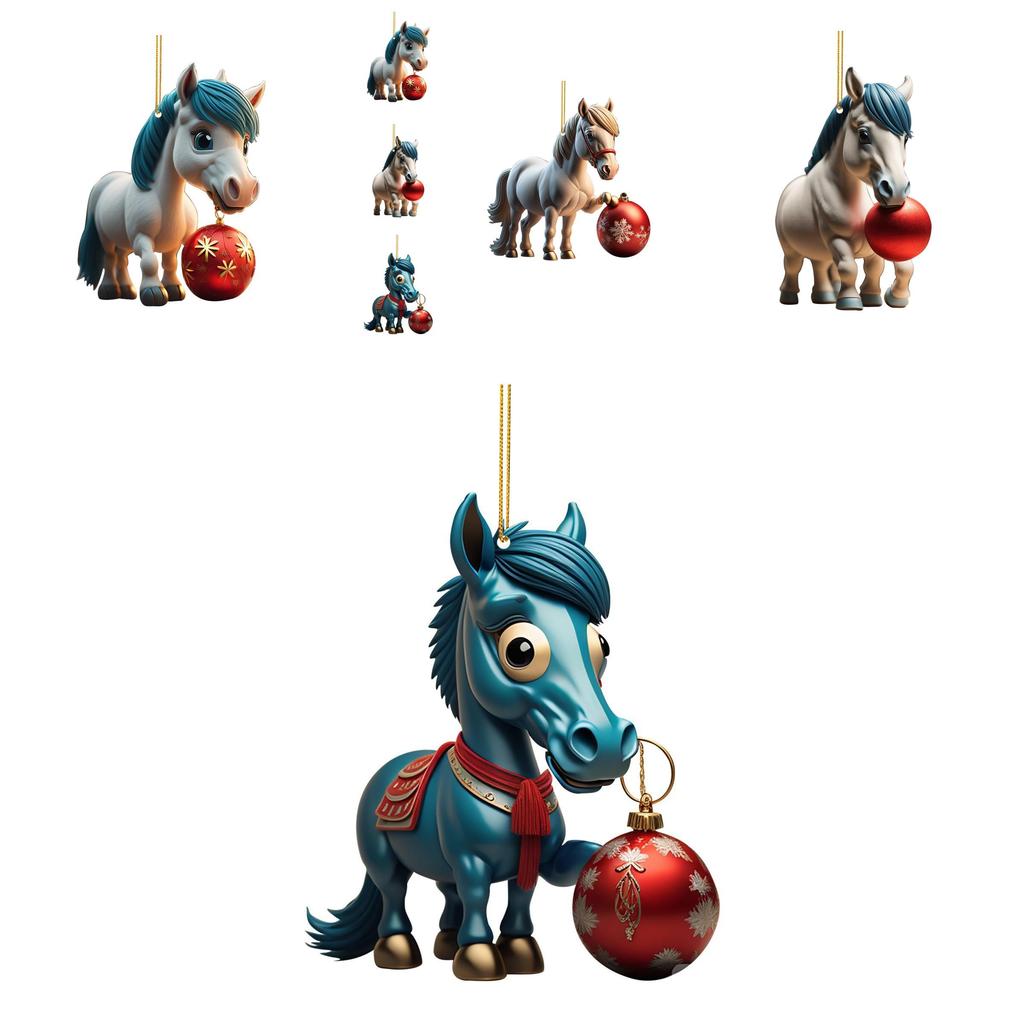 Adorable Acrylic Horse Christmas Tree Decoration For Natal Family Festivities
