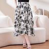 Women's Summer Floral Chiffon A-Line Skirt: Stylish, Fashionable, Elastic Waist, Flattering Design