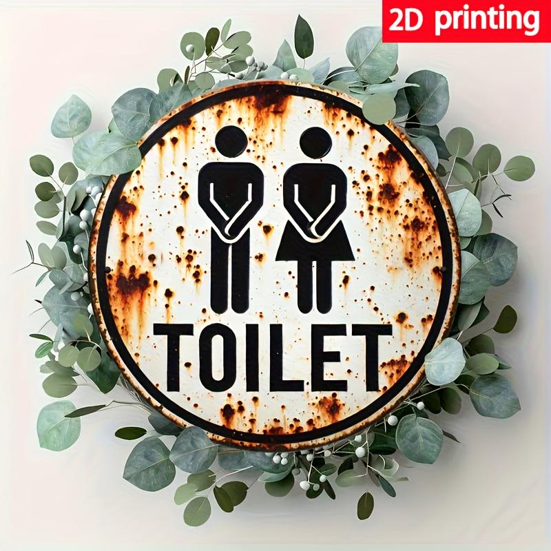 Vintage Rusted Toilet Restroom Round Metal Sign D Flat Printed Retro Men Women Icon Art Tin Plaque Rustic Aged Bathroom Wall