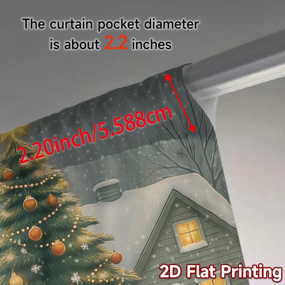 2pcs,Curtains Christmas Tree Snow Gifts_b (3) Chic Contemporary Curtains 100% Polyester Curtains Decorations Outdoor Ldeal for