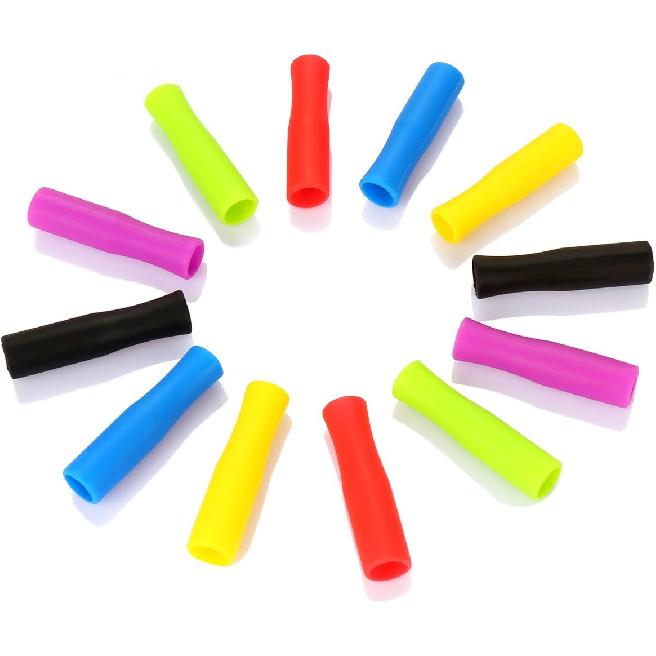 Silicone Straw Tips,Multicolored Food Grade Silicone Straw Tip Covers Fit for 8mm Wide Stainless Steel Straws And Glass Straws