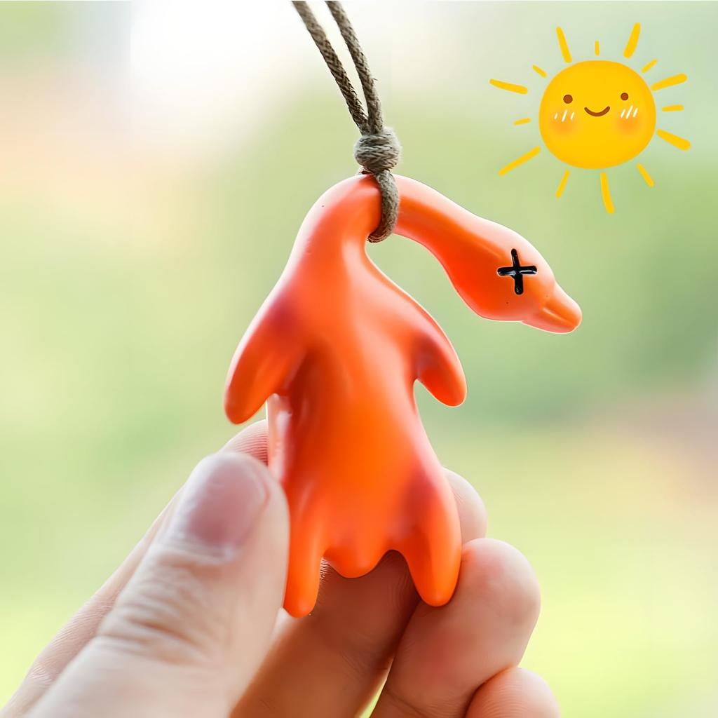 Zmieniający kolor wisiorek do samochodu w kształcie pieczonej kaczki z przypomnieniem o temperaturze UV, urocze kopiące kaczki lusterko wsteczne