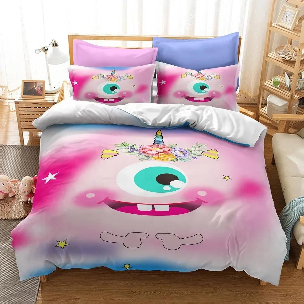 Neues 3D-Druck Monster mit großen Augen Bettwäscheset Einzelbett Twin Doppelbett Queen King Cal King Größe Bettwäscheset