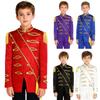 Jachetă Ringmaster de Circ pentru Copii Mânecă Lungă Fermoar Ciucuri Panglică Împletită Aurie Bandă Uniformă Major Costum