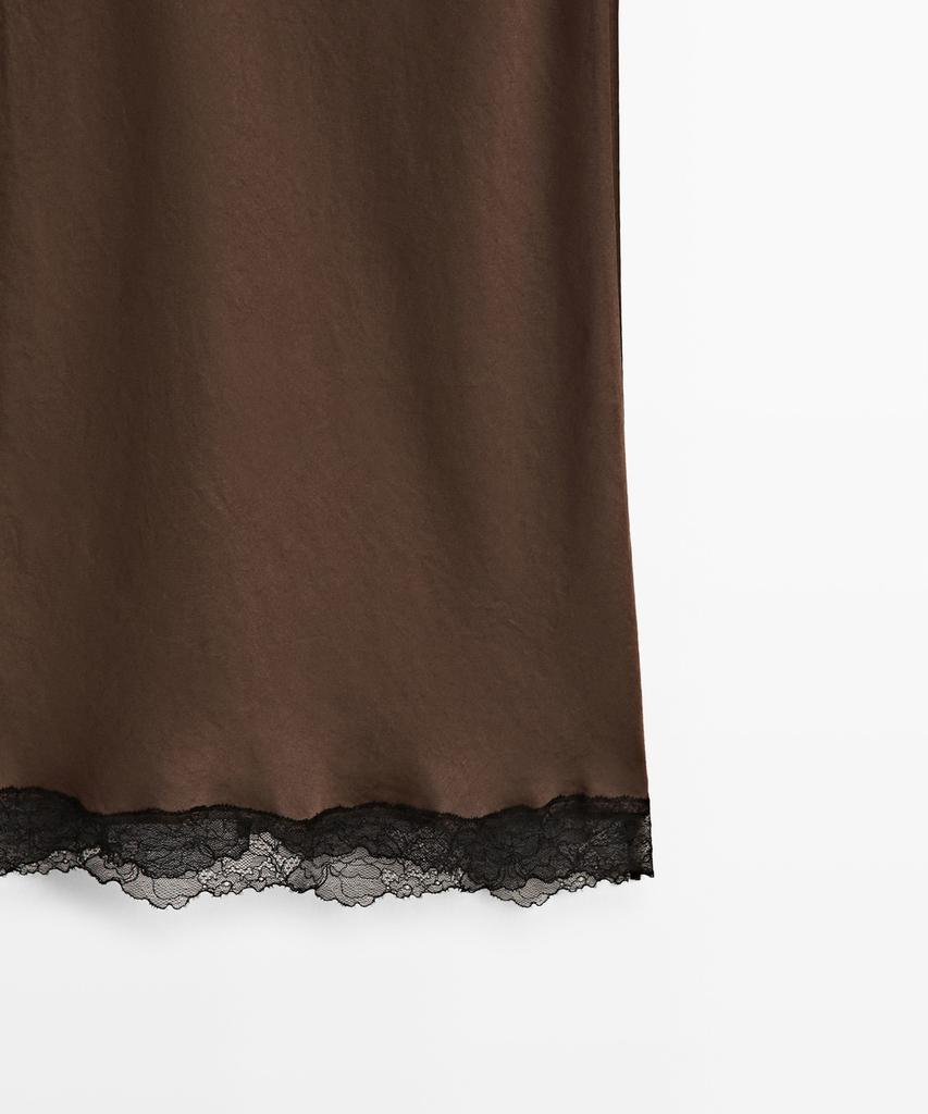 Masimodutti Lace Detail Midi Skirt