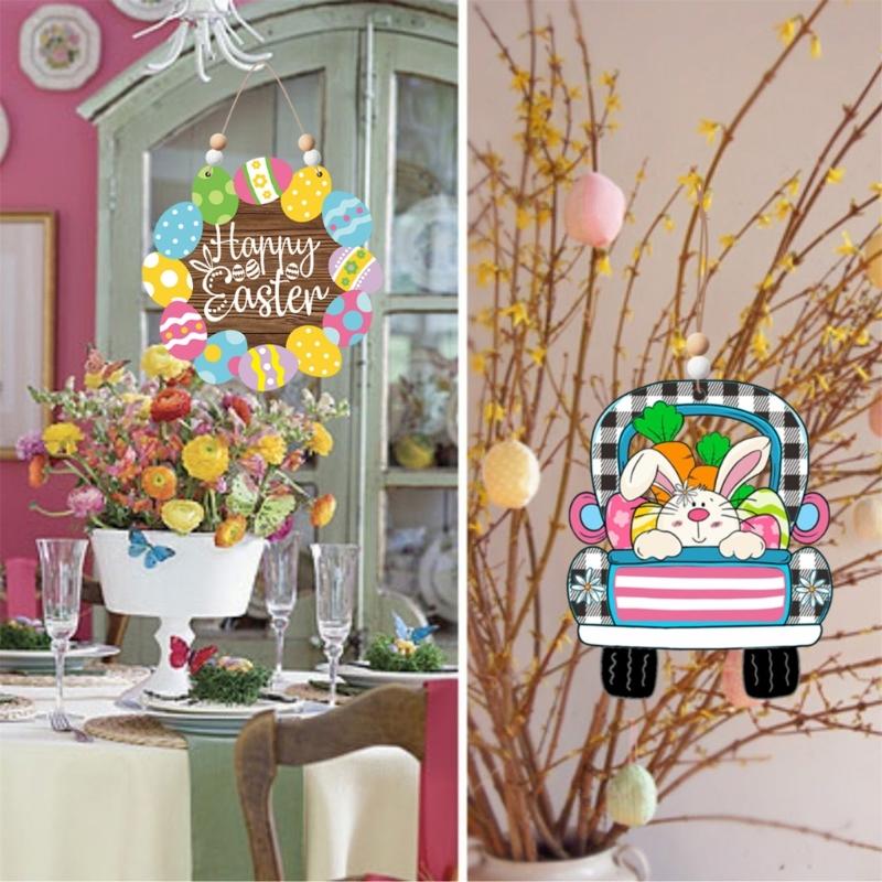 Easters Door Sign Offering Color Easters Party Supplies Wood Door Ornament Suitable for Home Office and Shop Decorations