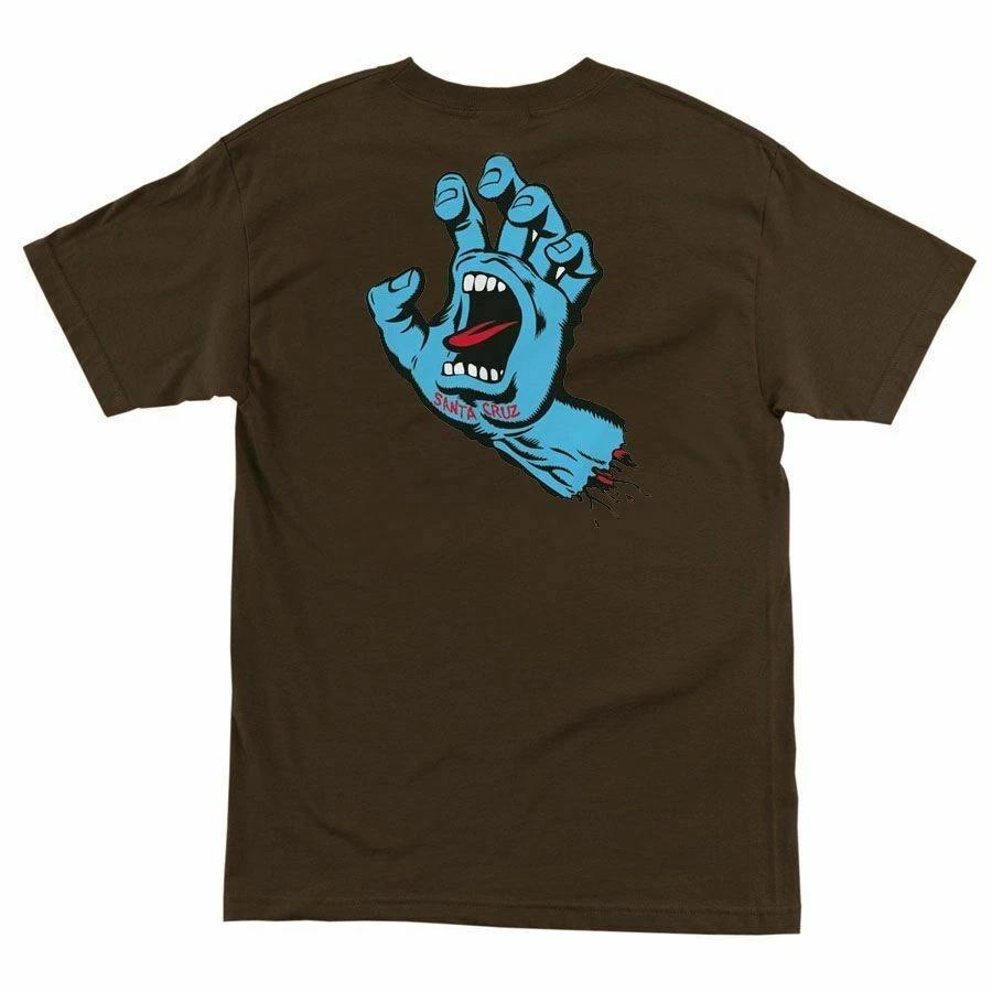 Santa Cruz SCREAMING HAND Skateboard T Shirt CHOCOLATE XXXXL