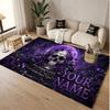 Tapis en Velours Cristal Doux Thème Gothique Crâne Impression Personnalisée Nom & Texte Tapis de Sol Antidérapant pour Chambre à Coucher Salon