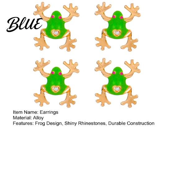 Animal Ear Accessories 46024 Pairs Frog-Shaped Earrings Sparking Rhinestones Inlaid