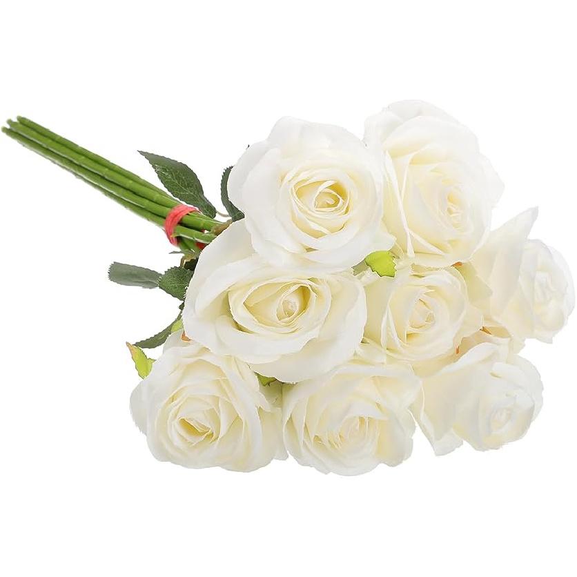 PATIKIL 8pcs Fake Roses, Roses Artificial Flowers Artificial Roses Silk Roses with Long Stems Real Look Real Touch Bouquet for Home Decor Table