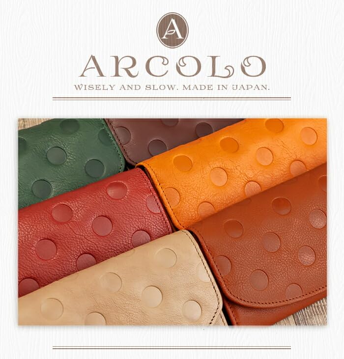 Alcoro Japanese-made flap long wallet with dots (green)