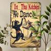 Vintage Dancing Cats Metal Tin Sign - Fun Wall Art for Kitchen, Bar, Cafe & Garage Decor | Durable Iron, Easy to Hang | 8X12 Inc