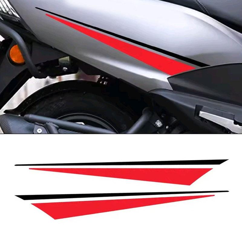 2pcs Motorcycle Side Fuel Tank Color Blocked Striped Waterproof Sticker Body Fender Vinyl Decoration Decal Auto Accessories