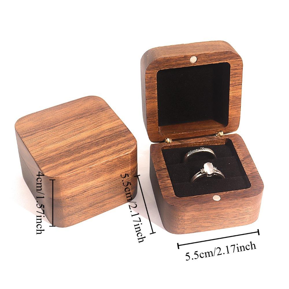 Square Rings Bearer Box 1/2 Slots Jewelry Organizer Simple Rings Display Case  Couple