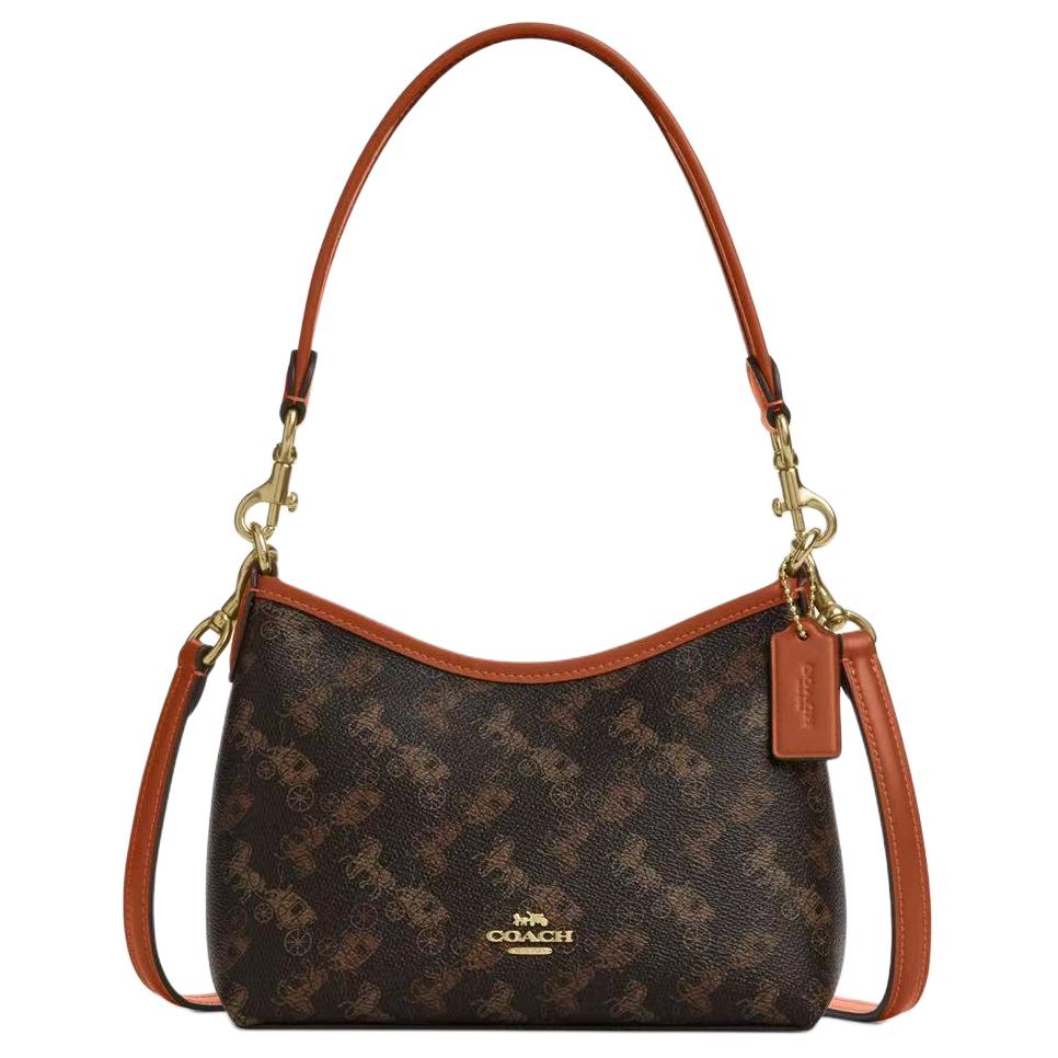 

Coach Laurel 19 Horse And Carriage Print Synthetic Leather Tote Shoulder Bag Small Women bags Dark-Brown CCO37-IMS2K Basic Set (Bag+Dust Bag)