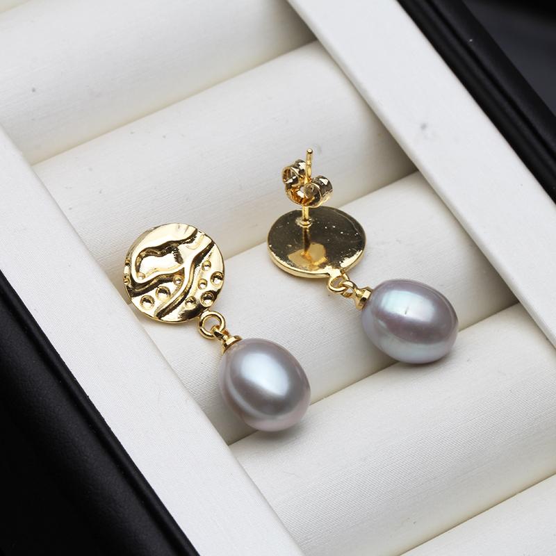 

Vintage Real White Fresh Water Pearl Earrings With Natural Pearls,Wedding Gold Plated Pearl Earring Wife Mother Anniversary Gift