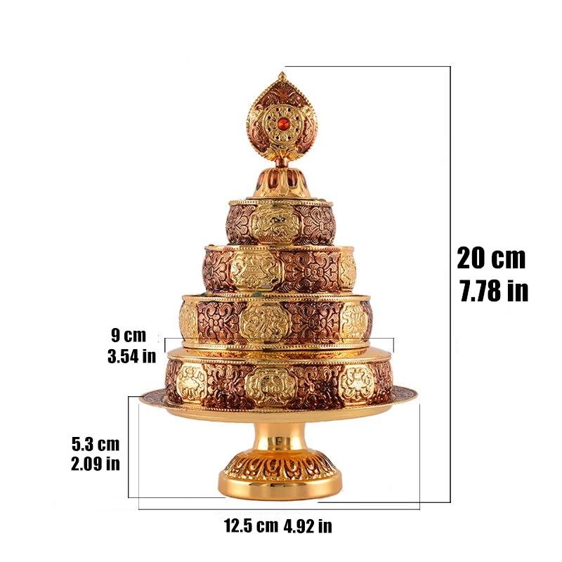 Buddhist Manza Furnishing Tantric Alloy Handicraft Auspicious Tibetan Tribute Gilt Buddhism Plate Home Gift Indoor Decorative