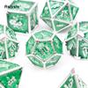 7 Pcs Green White Skull Metal Dice Solid Metal Polyhedral Dice Set Suitable for Role-Playing RPG Board Game Card Game