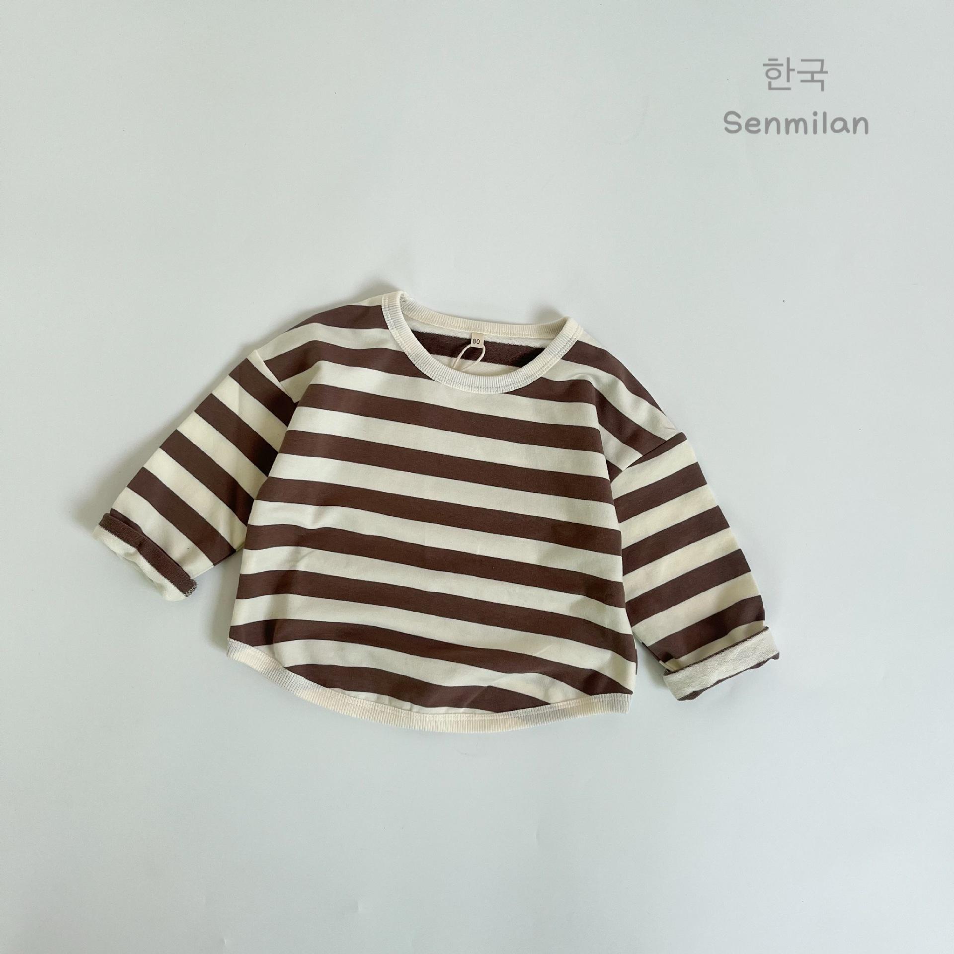 

Полосатая футболка с длинным рукавом в корейском стиле для детей - Весна/Осень 2024 120 cm