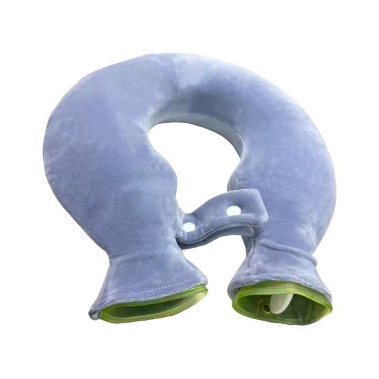 1.8L U-Shaped Hot Water Bottle Neck Shoulder Pain Relief Leak-proof PVC Hot Water Bag with Fleece Cover Hot Cold Therapy Neck Warmer Bag
